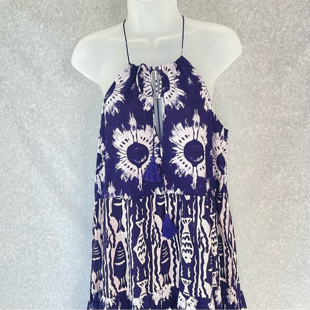 Dolma Blue White Sleeveless Maxi Dress Medium - Picture 5 of 15